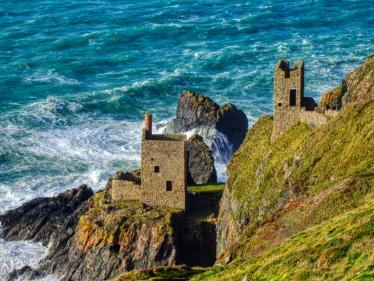 Pumphouses on the cliffs at Botallack mines Pumphouses on the cliffs at Botallack mines